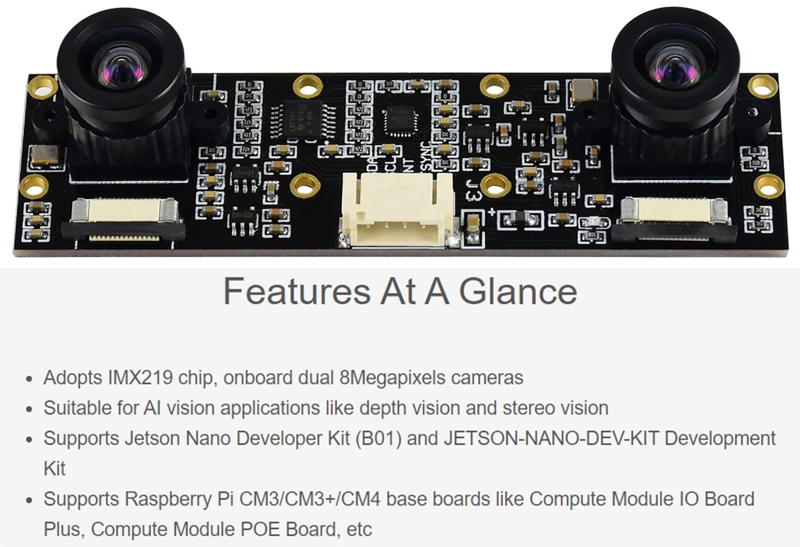 Amazon.com: waveshare 8MP Binocular Camera Module IMX219-83 Stereo